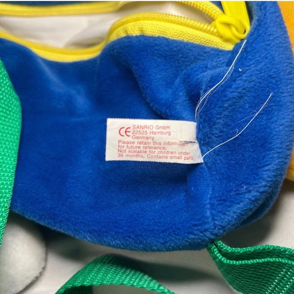Vintage 1997 Sanrio Pekkle Duck Plush Backpack Blue White Green 90s Collectible